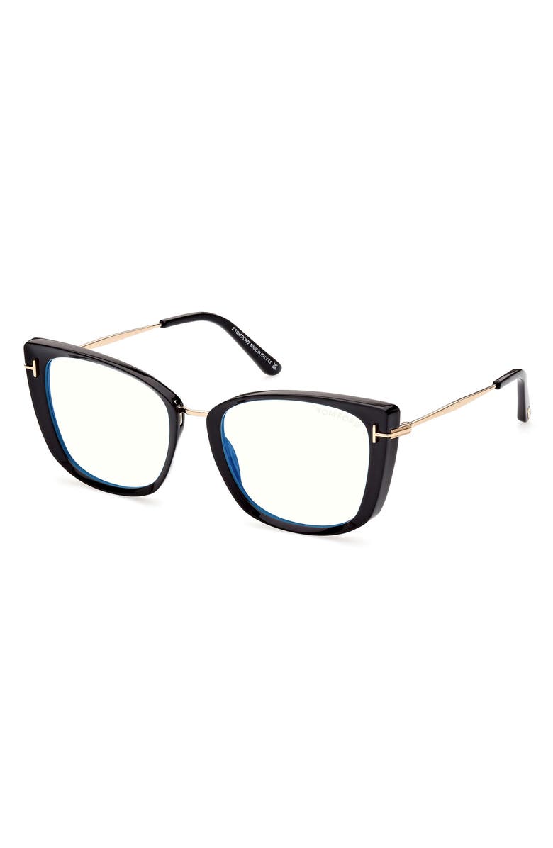 TOM FORD 53mm Cat Eye Blue Light Blocking Glasses, Alternate, color, 