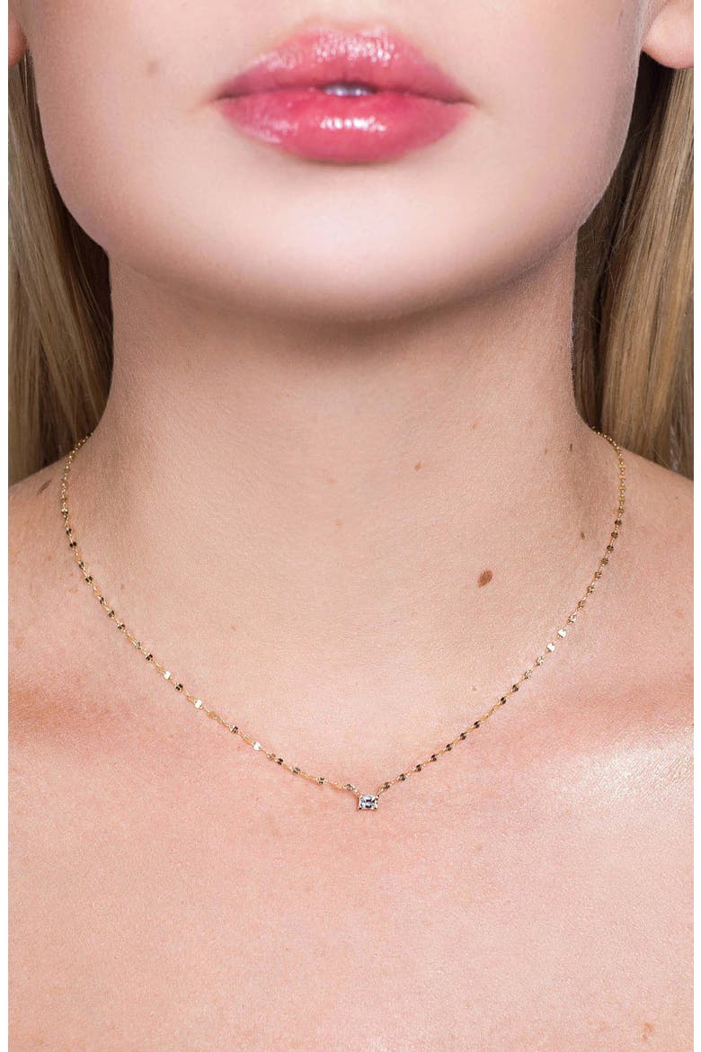 14K Gold Emerald Cut Diamond Pendant Necklace, Alternate, color, YELLOW GOLD