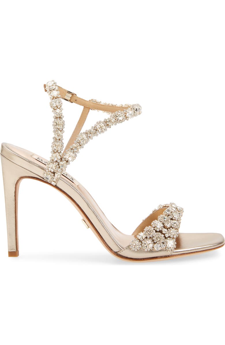 Badgley Mischka Collection Galia Embellished Sandal, Alternate, color, Champagne Nappa Leather