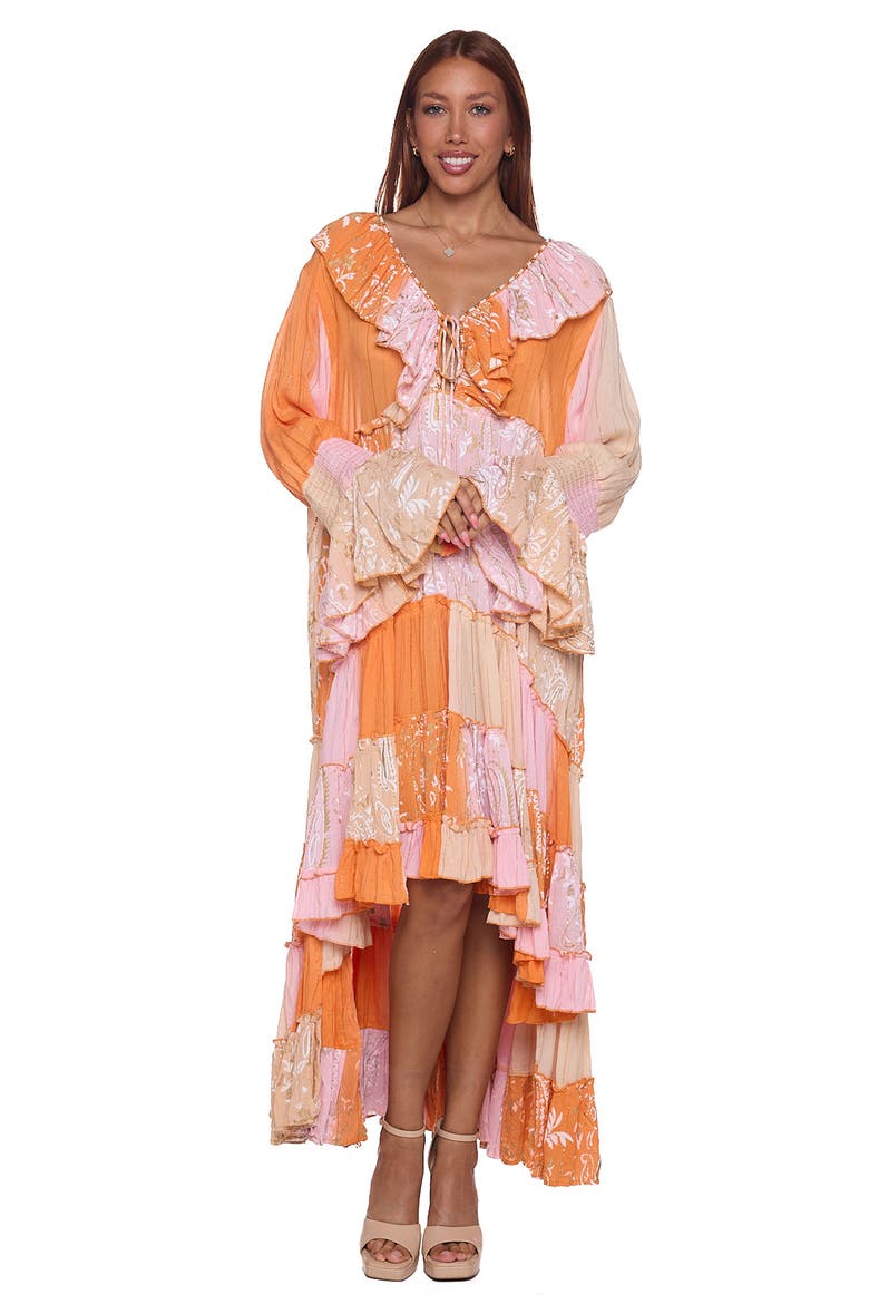 High-Low Long Sleeve Cover-Up Dress, Alternate, color, ORANGE
