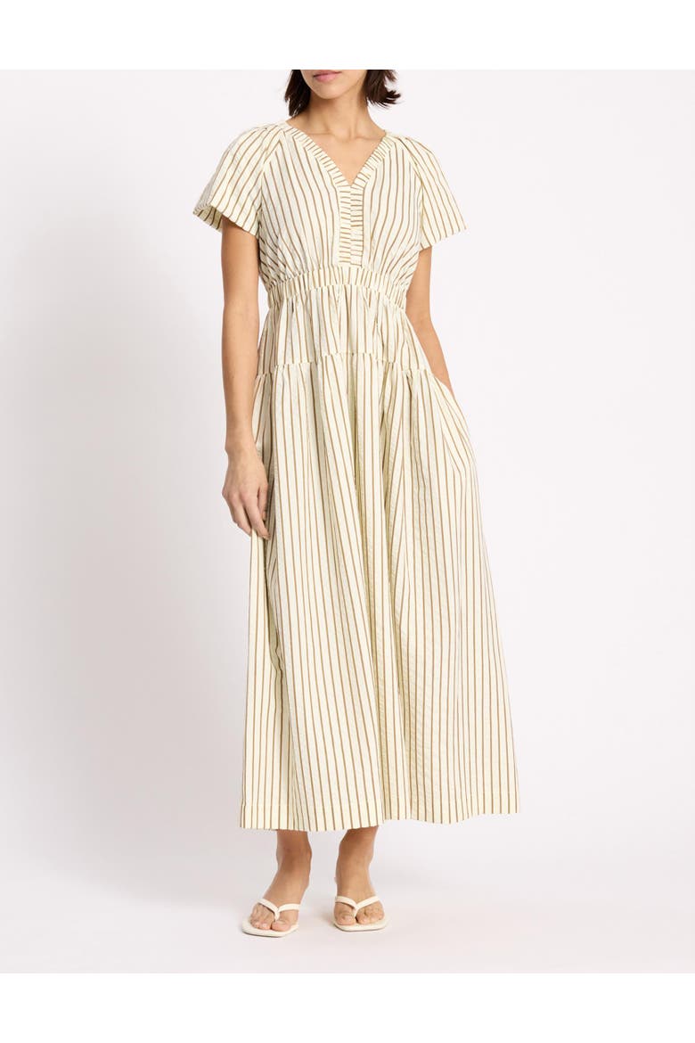 Stripe V-Neck Maxi Dress, Alternate, color, Neutral