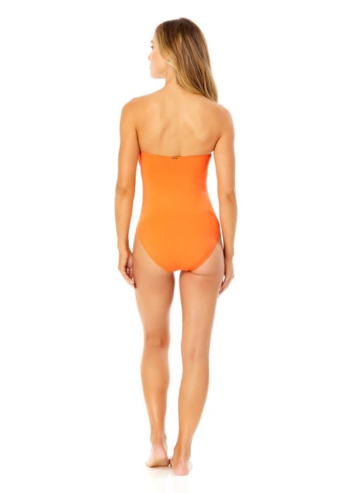 Shop Anne Cole Twist Front Shirred One Piece Swimsuit In Peach