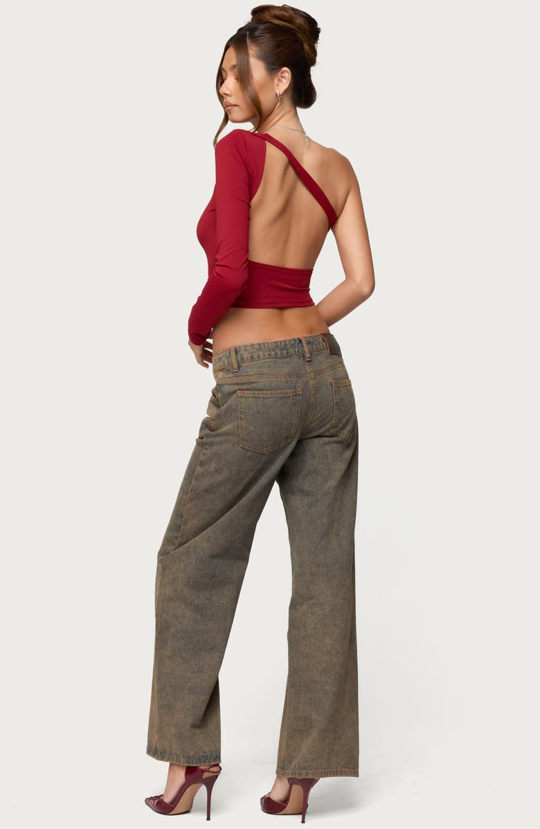 EDIKTED Mila Asymmetric Open Back Crop Top, Alternate, color, 