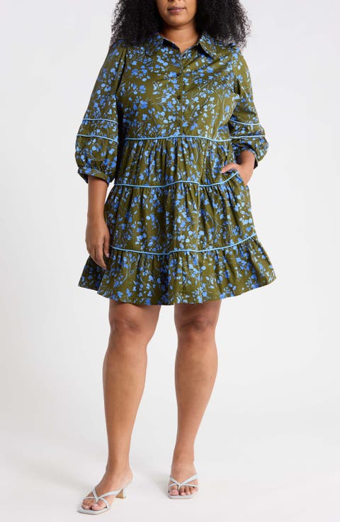 Retra Floral Tiered Cotton Dress
