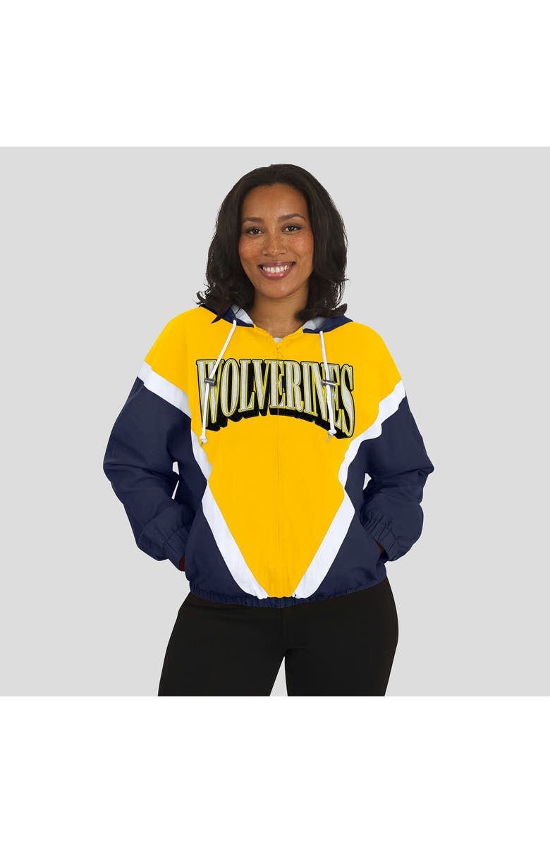 WEAR by Erin Andrews Women's WEAR by Erin Andrews Maize/Navy Michigan Wolverines Colorblock Full-Zip Hoodie Windbreaker Jacket, Alternate, color, Maize
