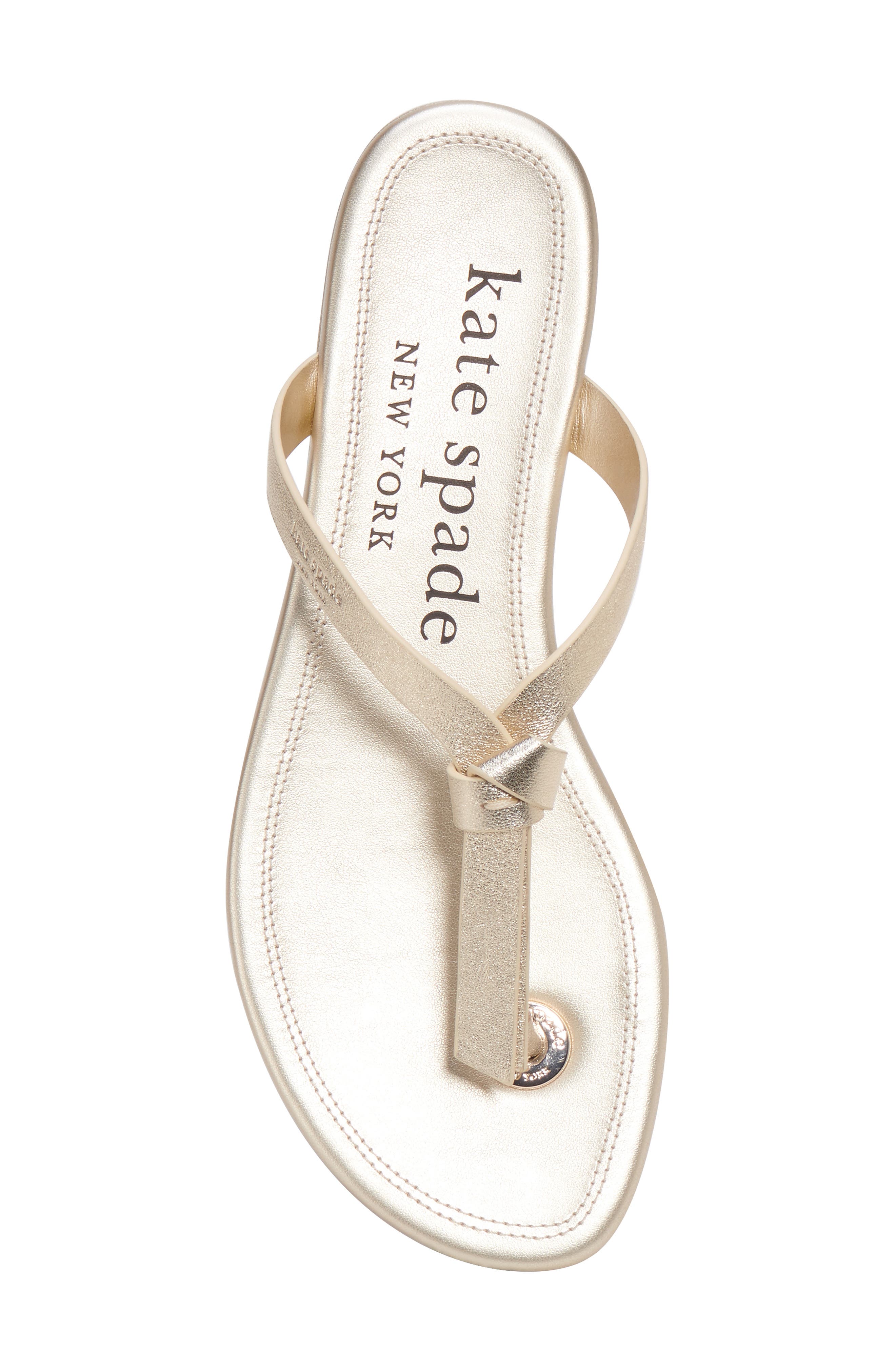 Kate Spade New York knott flip flop, Alternate, color, Pale Gold