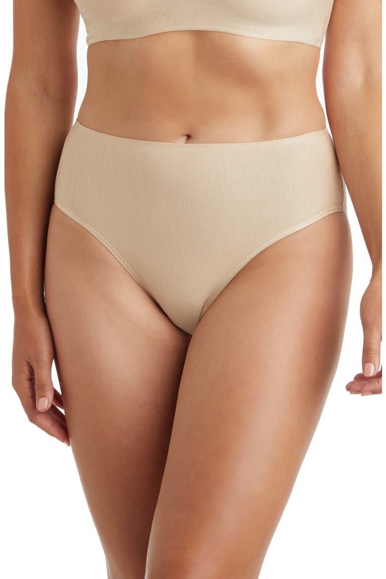 3-Pack Cotton & Modal High Cut Briefs, Main, color, WARM BEIGE