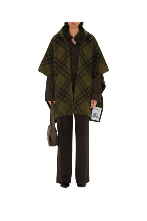 Burberry Reversible Check Wool Cape In Camp