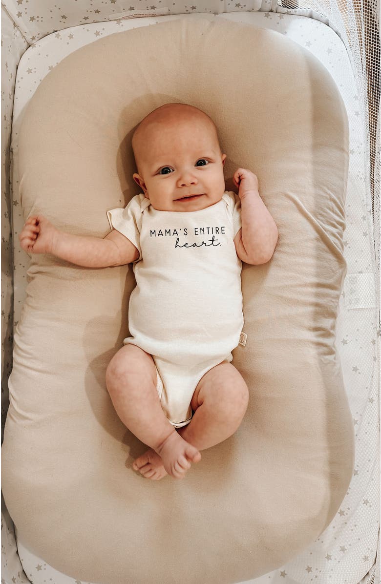 Tenth & Pine Mama's Entire Heart Organic Baby Bodysuit, Alternate, color, Natural