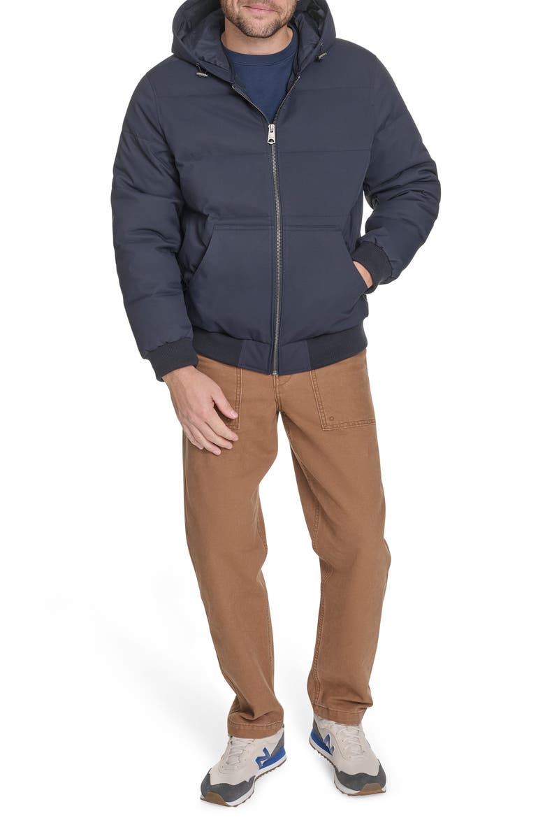 Quilted Puffer Hoodie Bomber Jacket, Alternate, color, NAVY