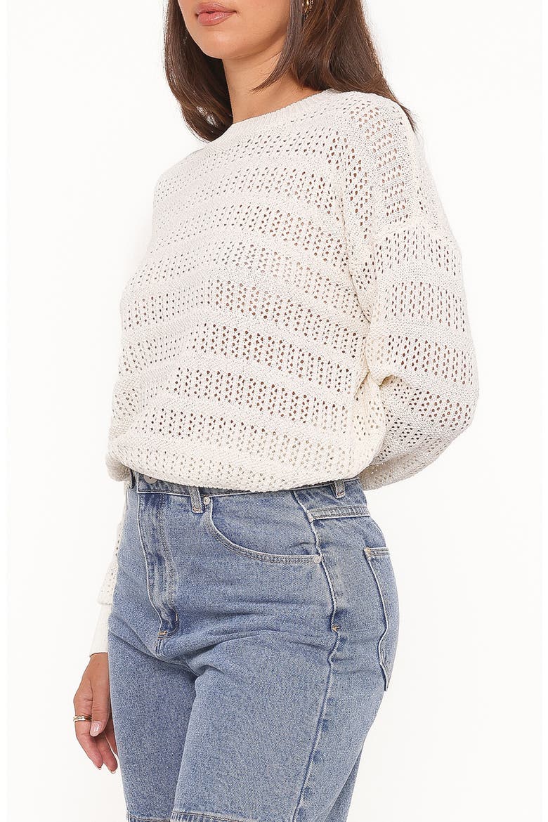 Flavia Open Stitch Sweater, Alternate, color, CREAM