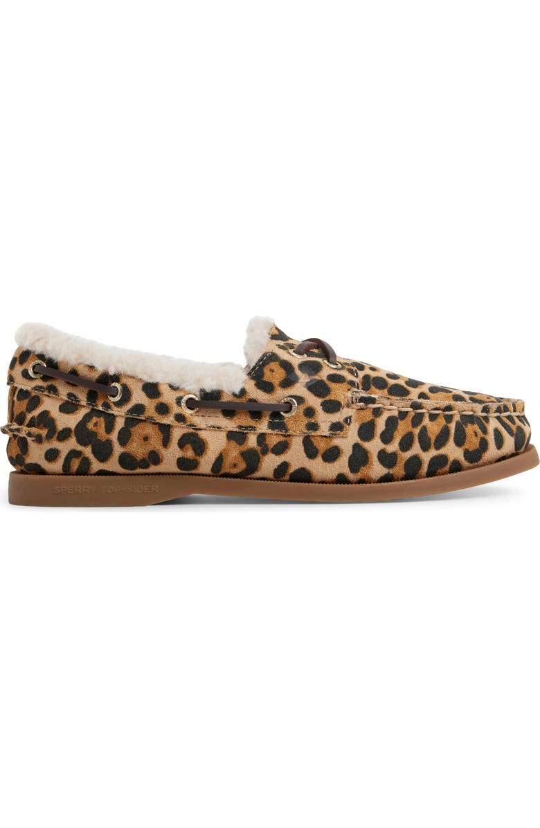 Sperry Authentic Original 2-Eye Faux Fur Lined Boat Shoe, Alternate, color, Brown Primary