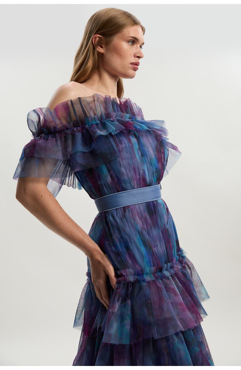 Karen Millen Floral Tulle Off Shoulder Maxi Dress, Alternate, color, Floral