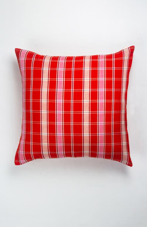 Archive New York Handwoven Holly Cotton Throw Pillow In Red