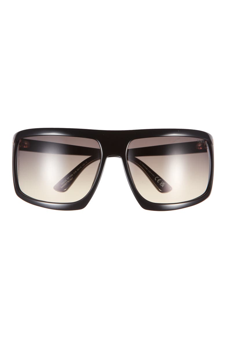 68mm Gradient Shield Sunglasses, Main, color, SHINY BLACK/ GRADIENT SMOKE