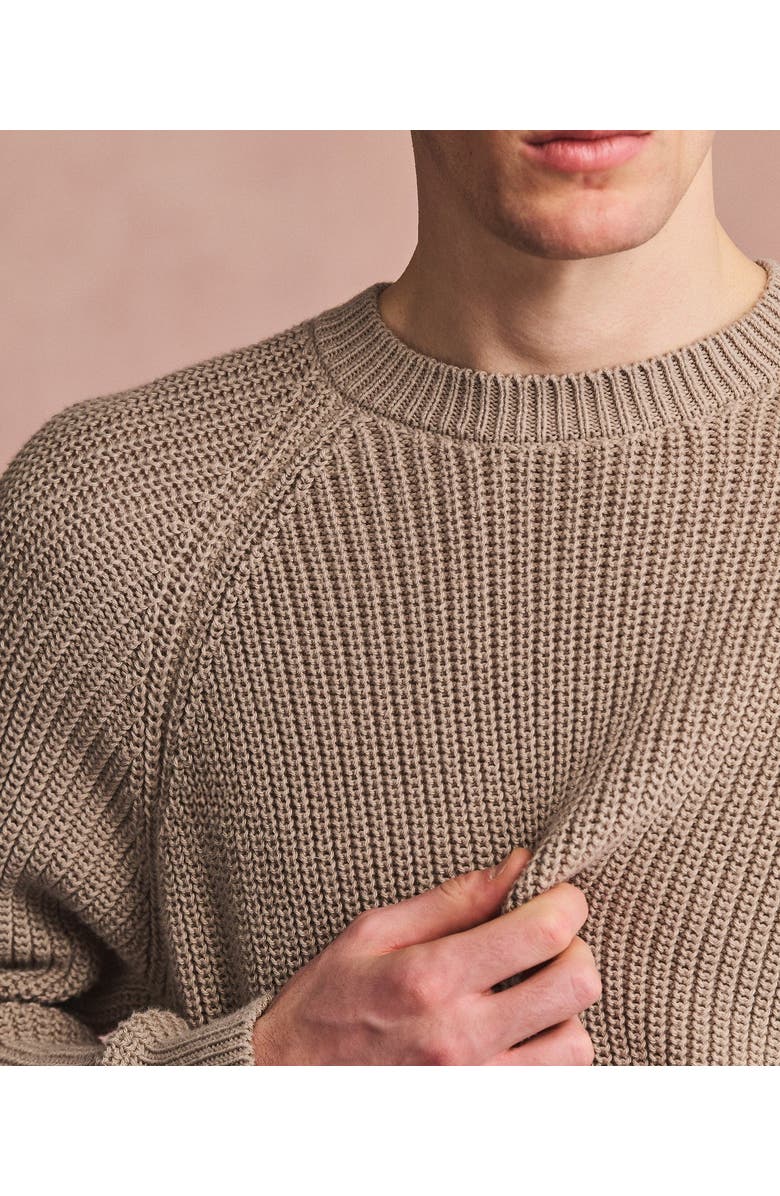 NAADAM Cotton Fisherman Raglan Crewneck Sweater, Alternate, color, Sand