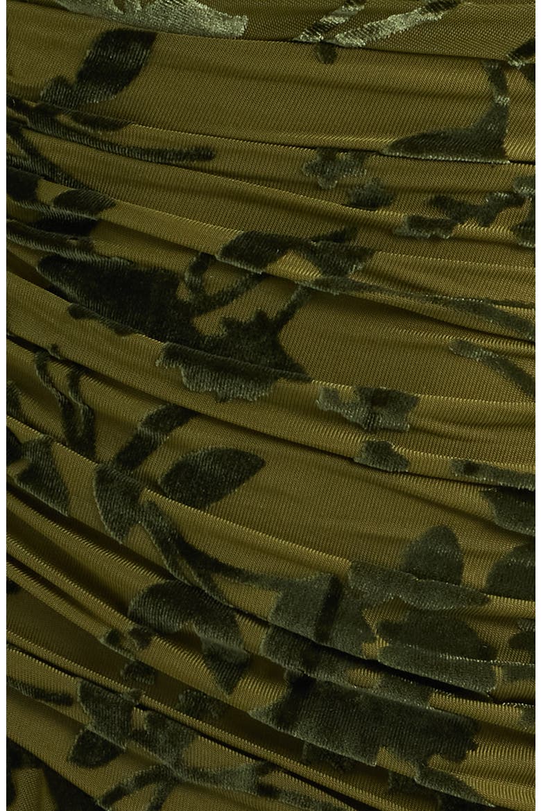 Ester Ruched Velvet Gown, Alternate, color, OLIVE