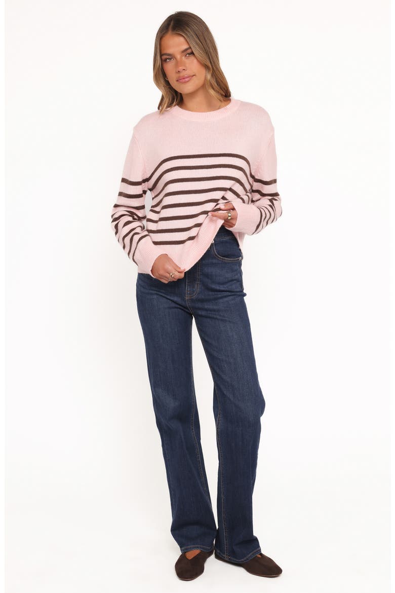 Eleanora Stripe Crewneck Sweater, Alternate, color, PINK