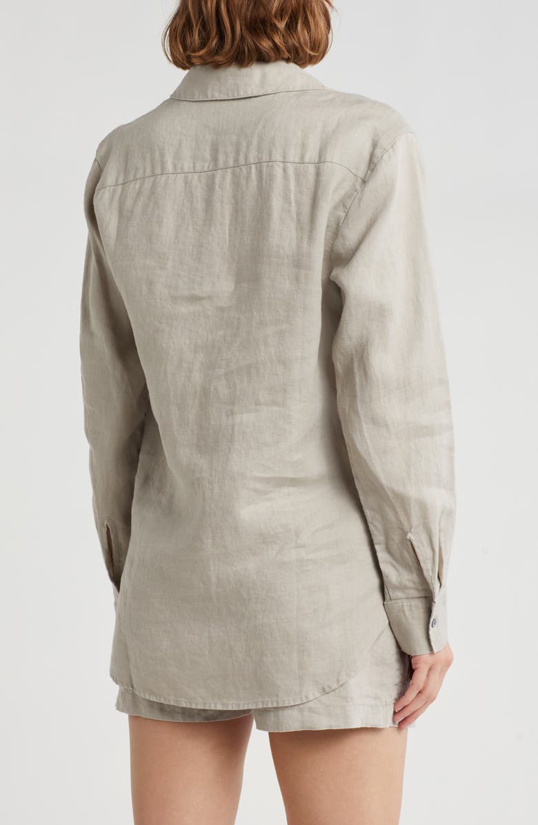 James Perse Linen Button-Up Shirt, Alternate, color, Mineral