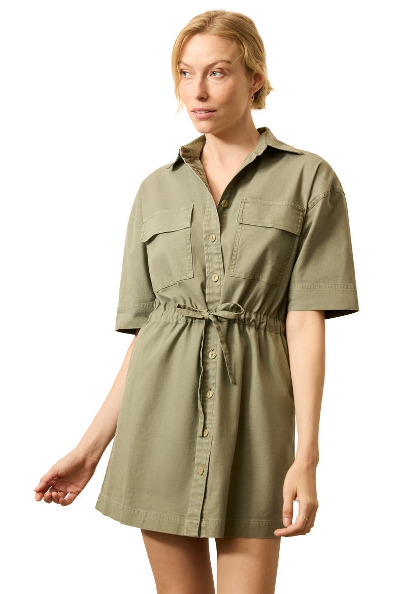 Stretch Cotton Twill Dress, Alternate, color, COASTAL SAGE