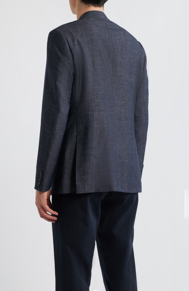 Canali Kei Trim Fit Dark Blue Slub Wool & Linen Sport Coat, Alternate, color, Dark Blue