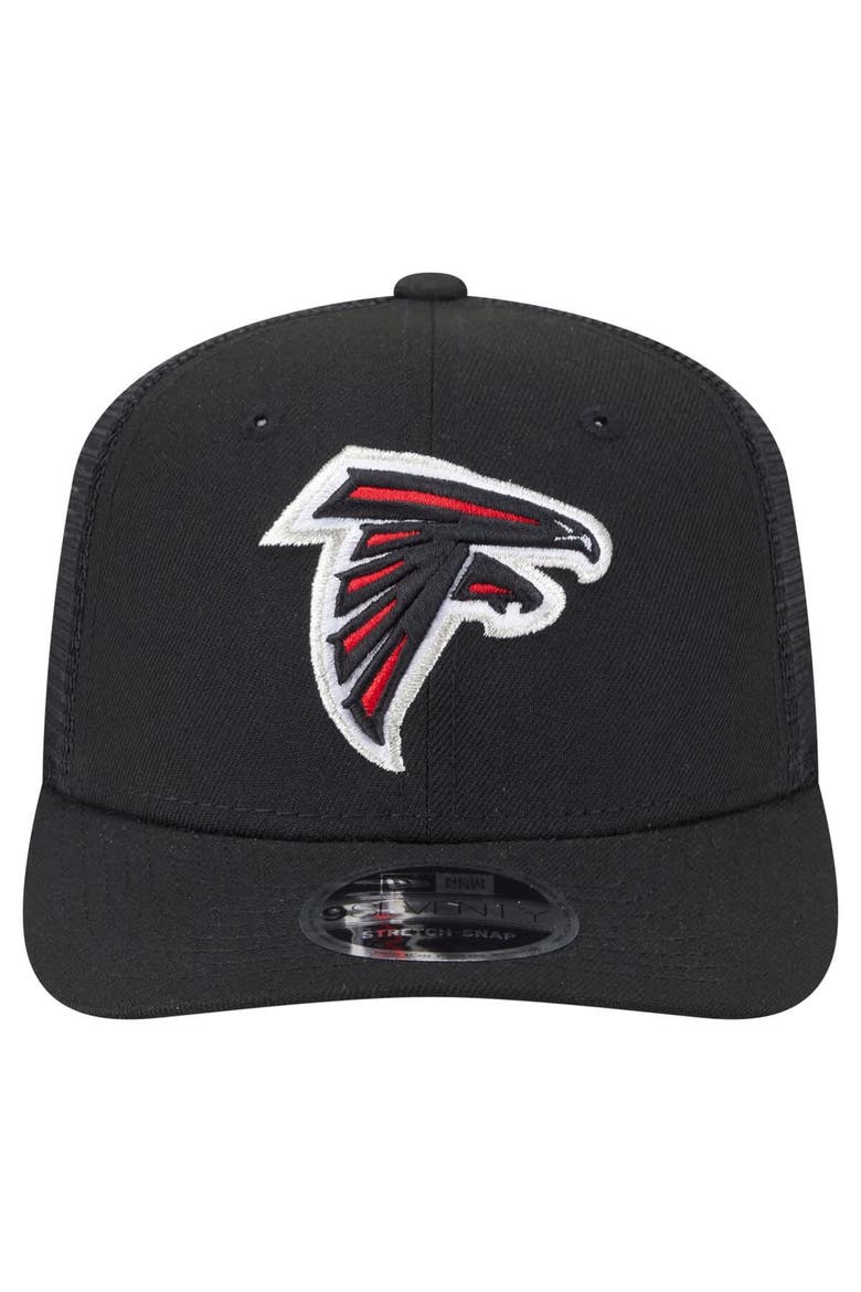 Men's New Era Black Atlanta Falcons Main Trucker 9SEVENTY Stretch-Snap Hat, Alternate, color, Black