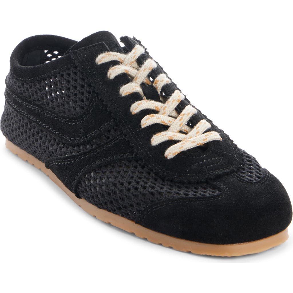 Dries Van Noten Dustin Mesh Leather Low-top Sneakers In Black