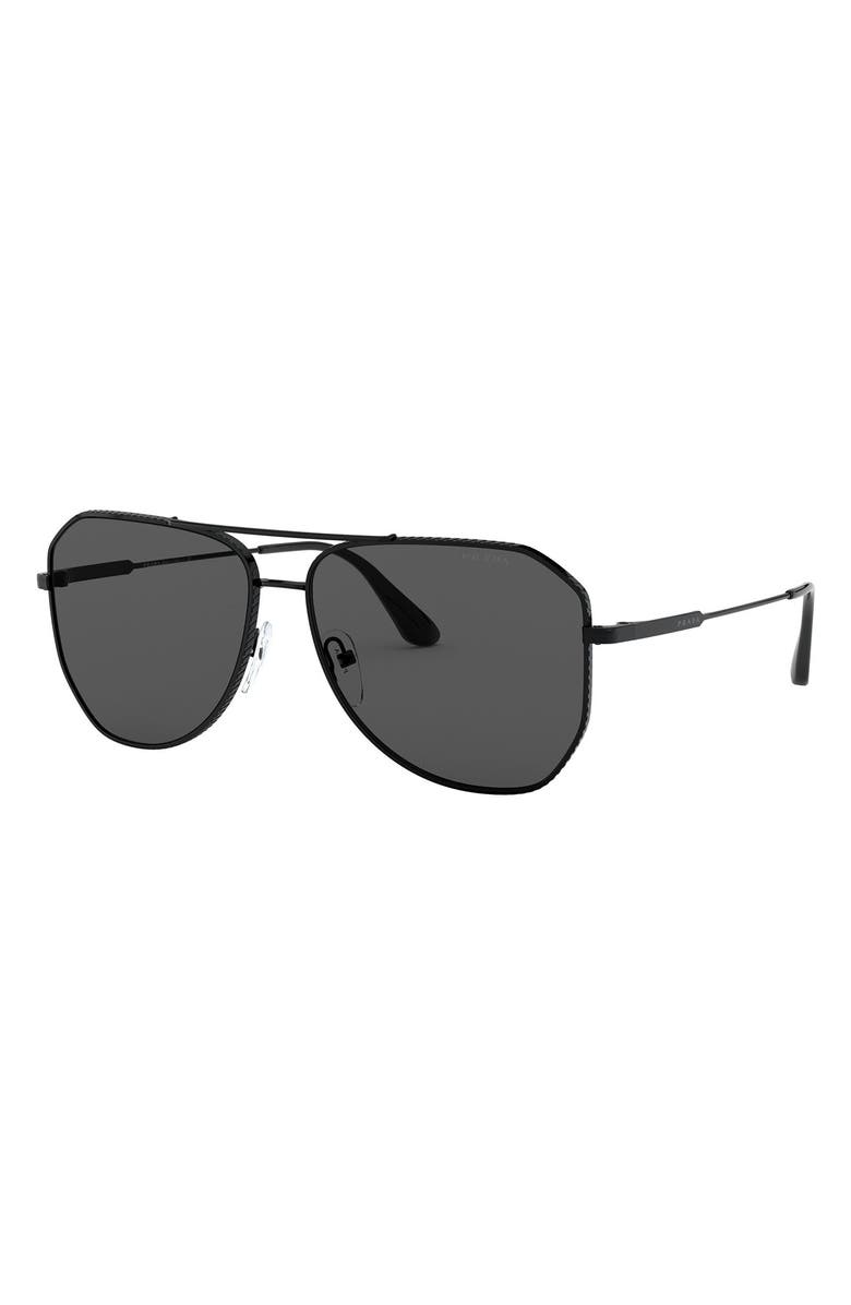 Prada 61mm Aviator Sunglasses, Alternate, color,