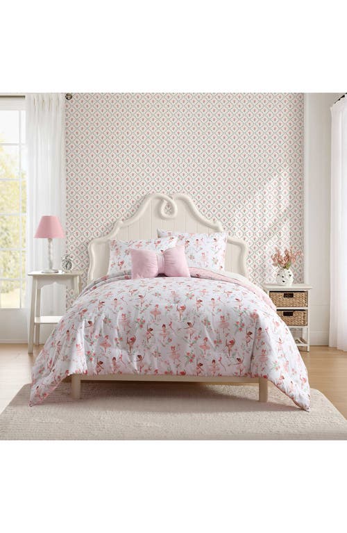 Laura Ashley Ballerina Divas 3-piece Queen Microfiber Comforter & Sham Set In Pink