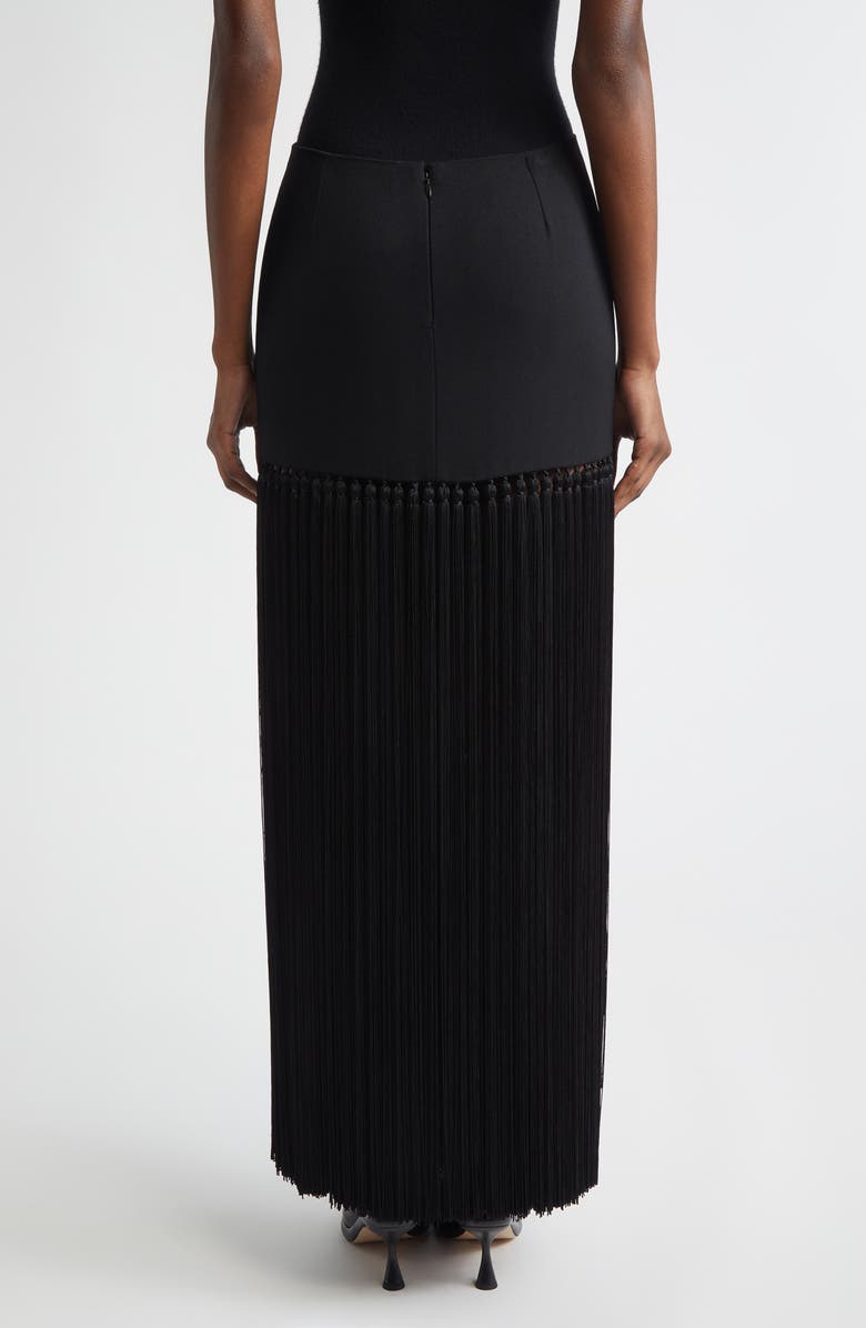 Michael Kors Collection Tassel Wool Gabardine Miniskirt, Alternate, color, Black