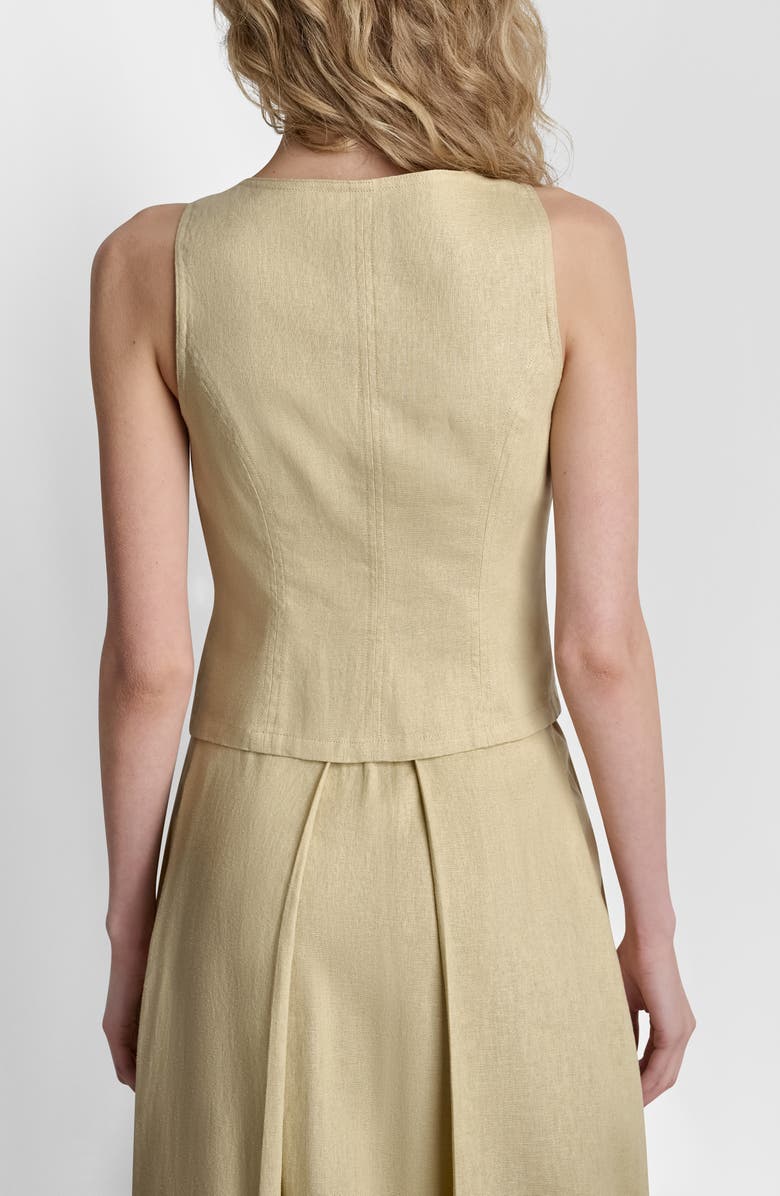 DKNY Linen Blend Sleeveless Zip Front Top, Alternate, color, Mojave Desert
