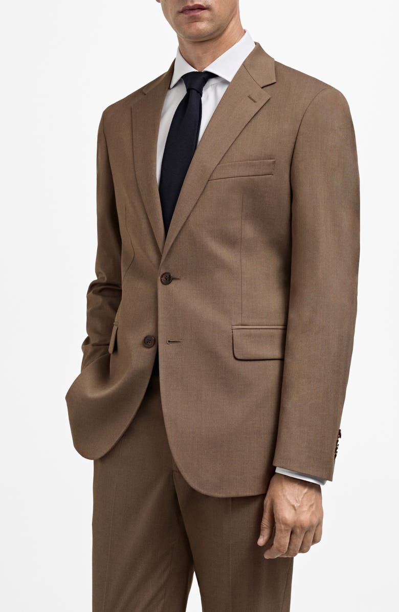 MANGO Slim Fit Stretch Sport Coat, Main, color, Beige
