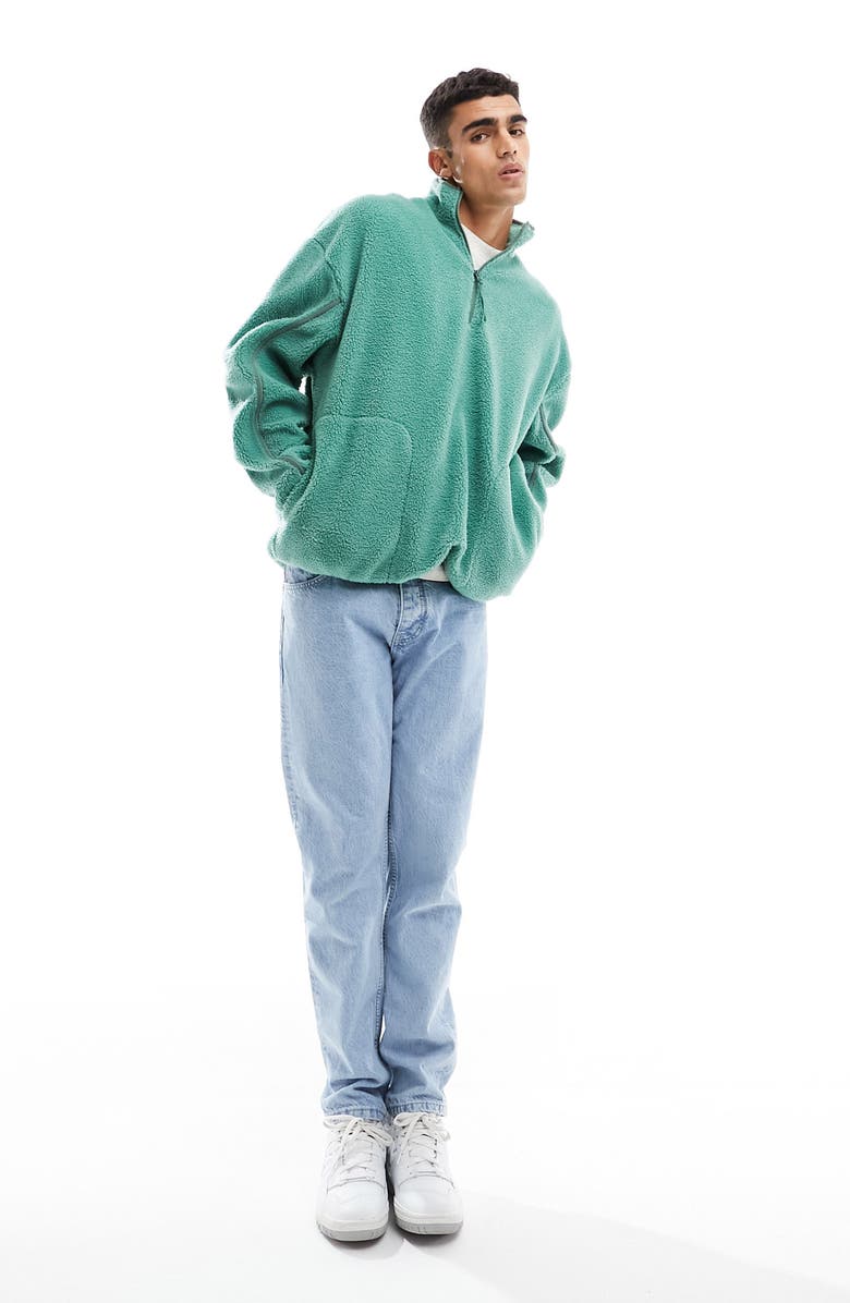 ASOS DESIGN Borg Half Zip Fleece Sweatshirt, Alternate, color, 