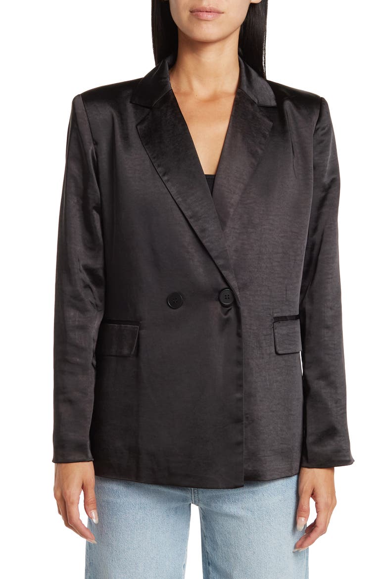 Satin Blazer, Alternate, color, BLACK