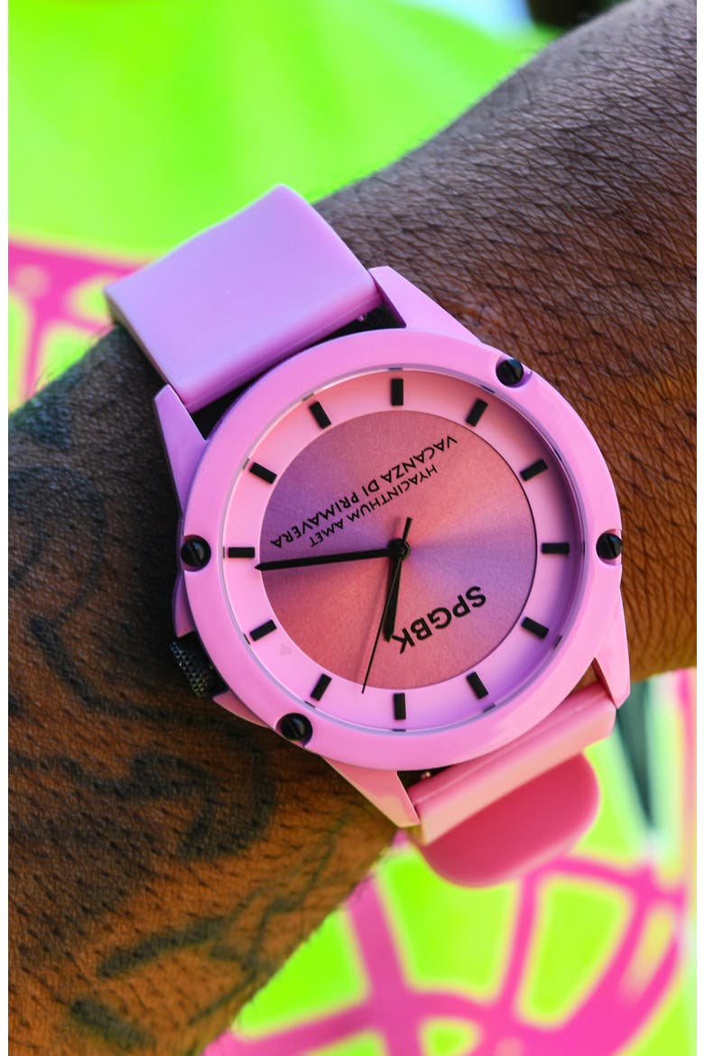 Hillendale Silicone Strap Watch, 44mm, Alternate, color, LIGHT PINK