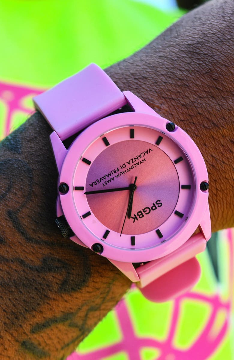 SPGBK Watches Hillendale Silicone Strap Watch, 44mm, Alternate, color, Light Pink
