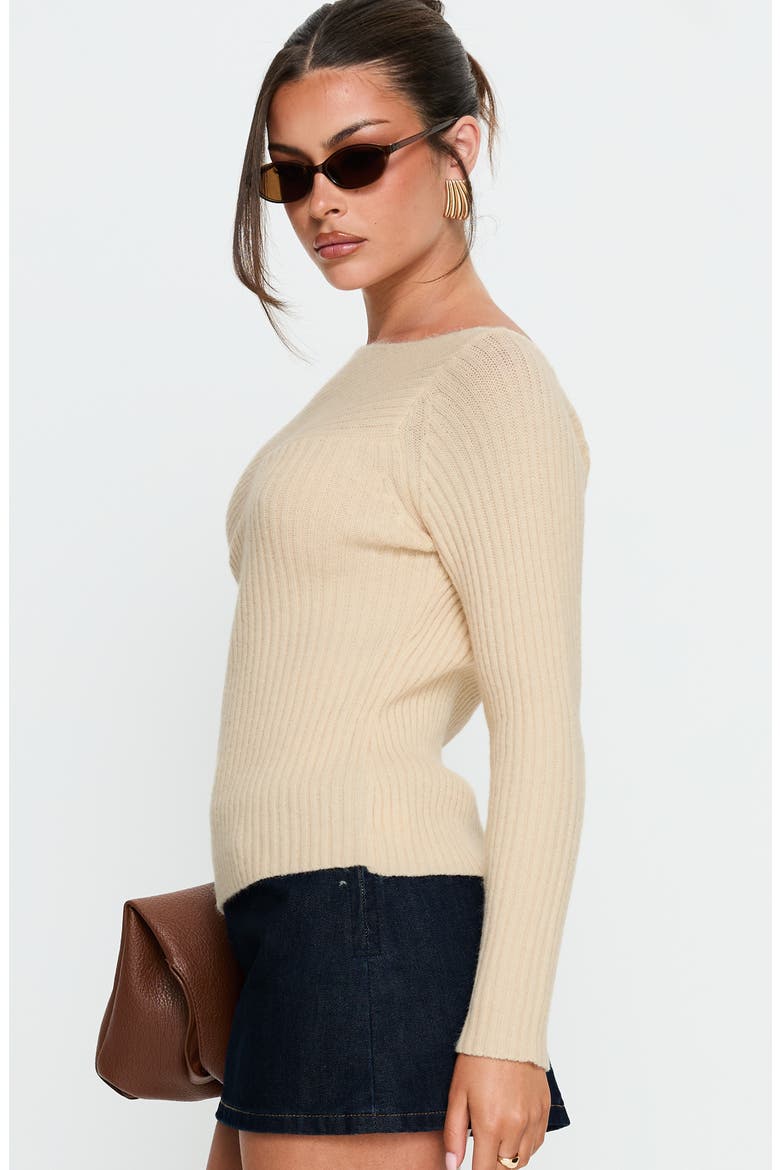 Cassye Ribbed One-Shoulder Top, Alternate, color, BEIGE