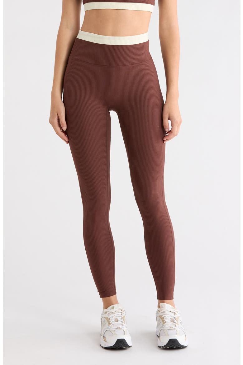 Ribbed Layered Leggings, Main, color, CHOCOLATE/ SHELL