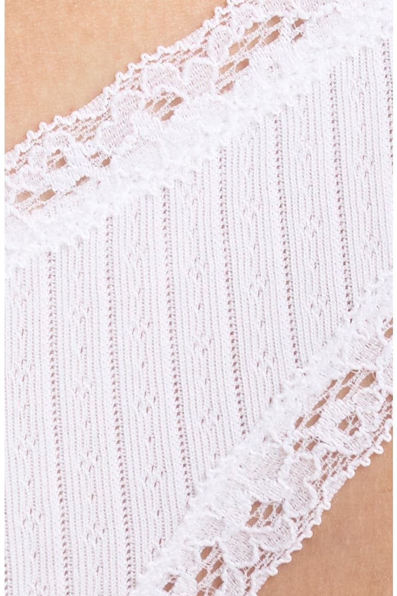 Lightweight Stretch Cotton Pointelle Thong, Alternate, color, SNOW