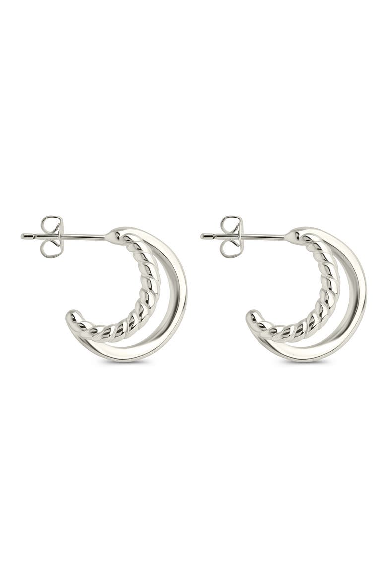 Acacia Double Row Huggie Hoop Earrings, Alternate, color, SILVER