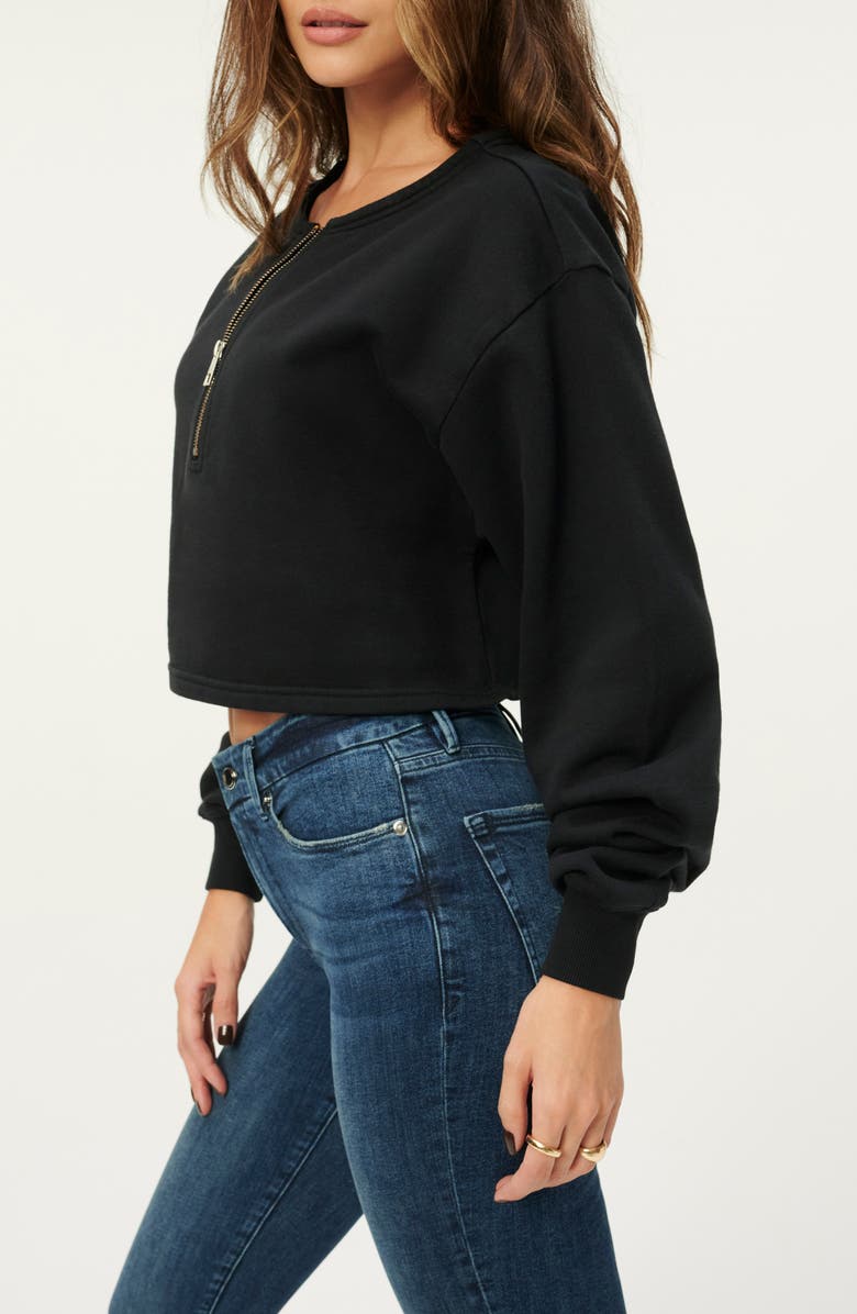 Good American Collarless Half Zip Sweatshirt, Alternate, color,