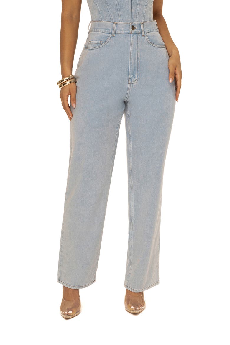 High Waist Straight Leg Jeans, Main, color, BLUE