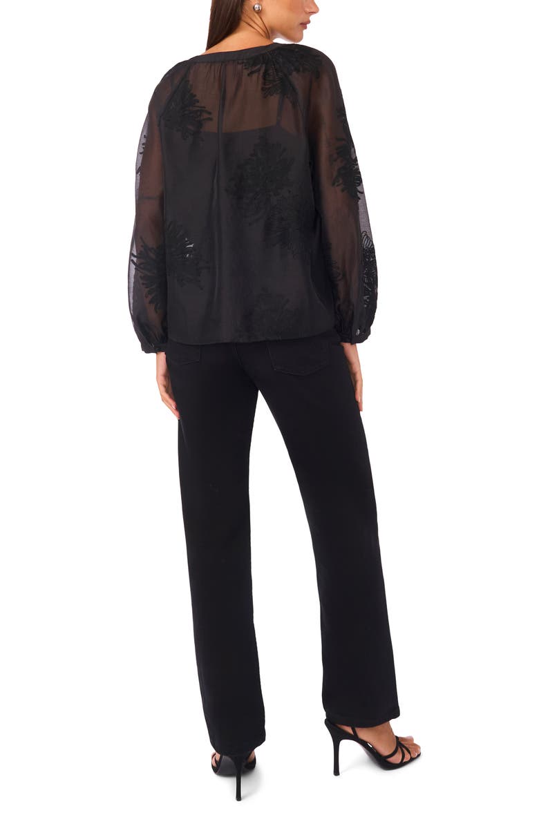 Vince Camuto Long Sleeve Mesh Shirt, Alternate, color, Rich Black