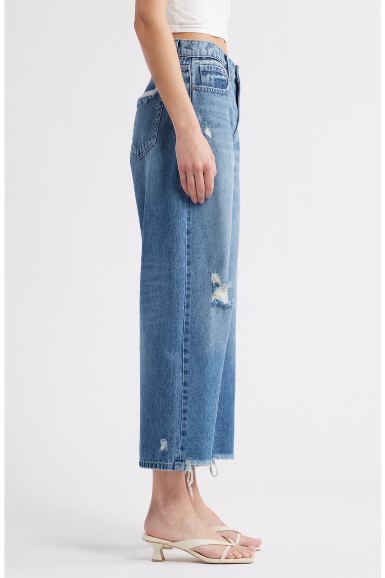 Baggy Distressed High Waist Wide Leg Jeans, Alternate, color, DK WASH