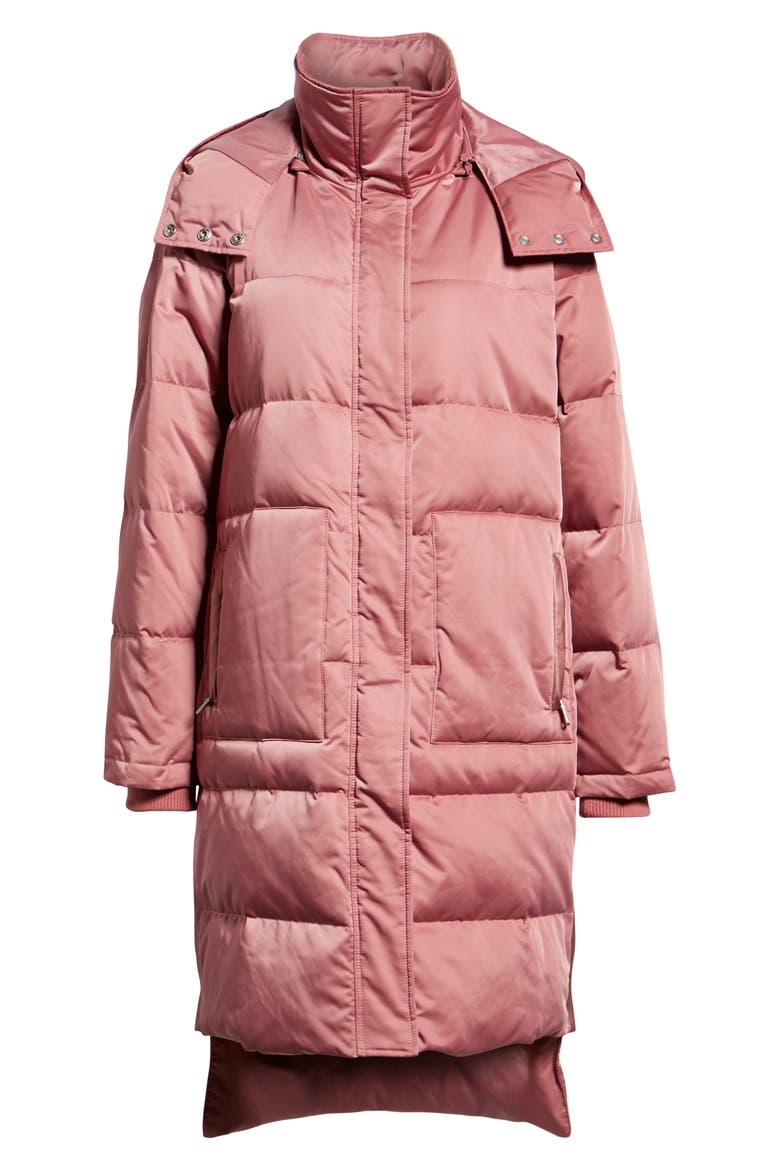 Insulated Step Hem Puffer Coat, Alternate, color, ROSE