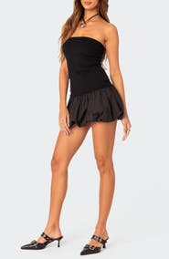 EDIKTED Strapless Rib Bubble Hem Minidress