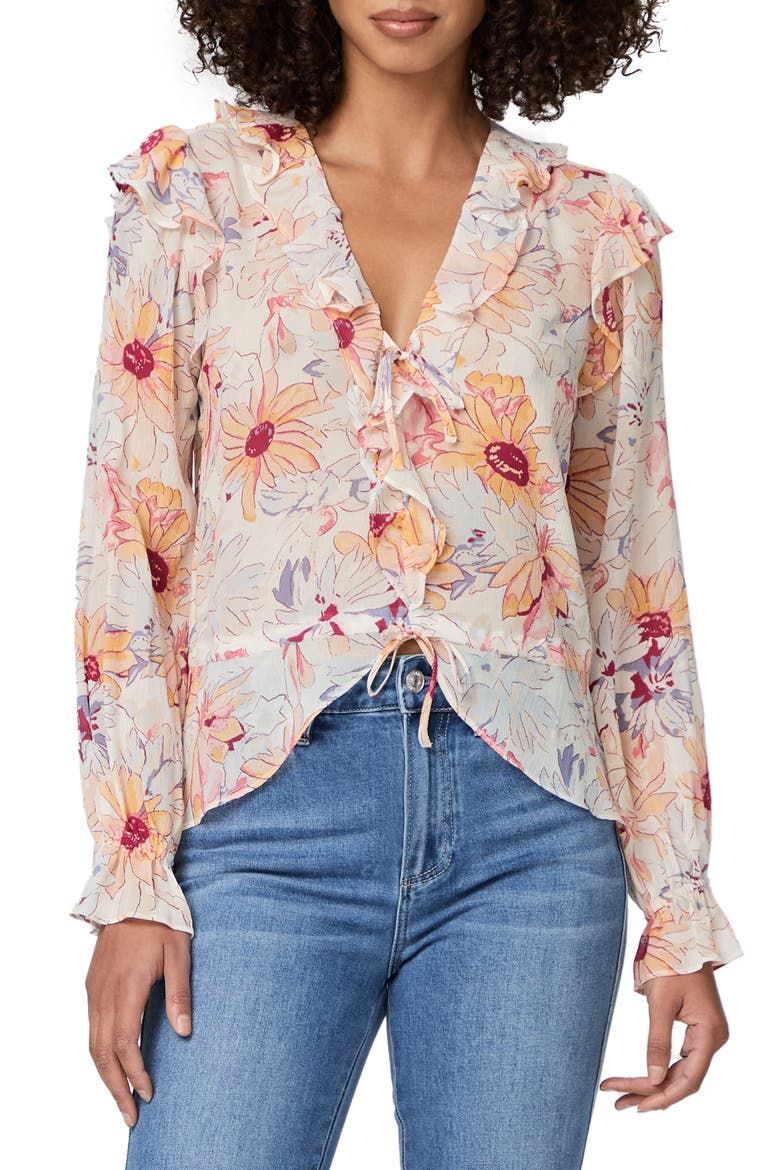 Dorit Floral Silk Peplum Blouse, Main, color, CREMMLTI