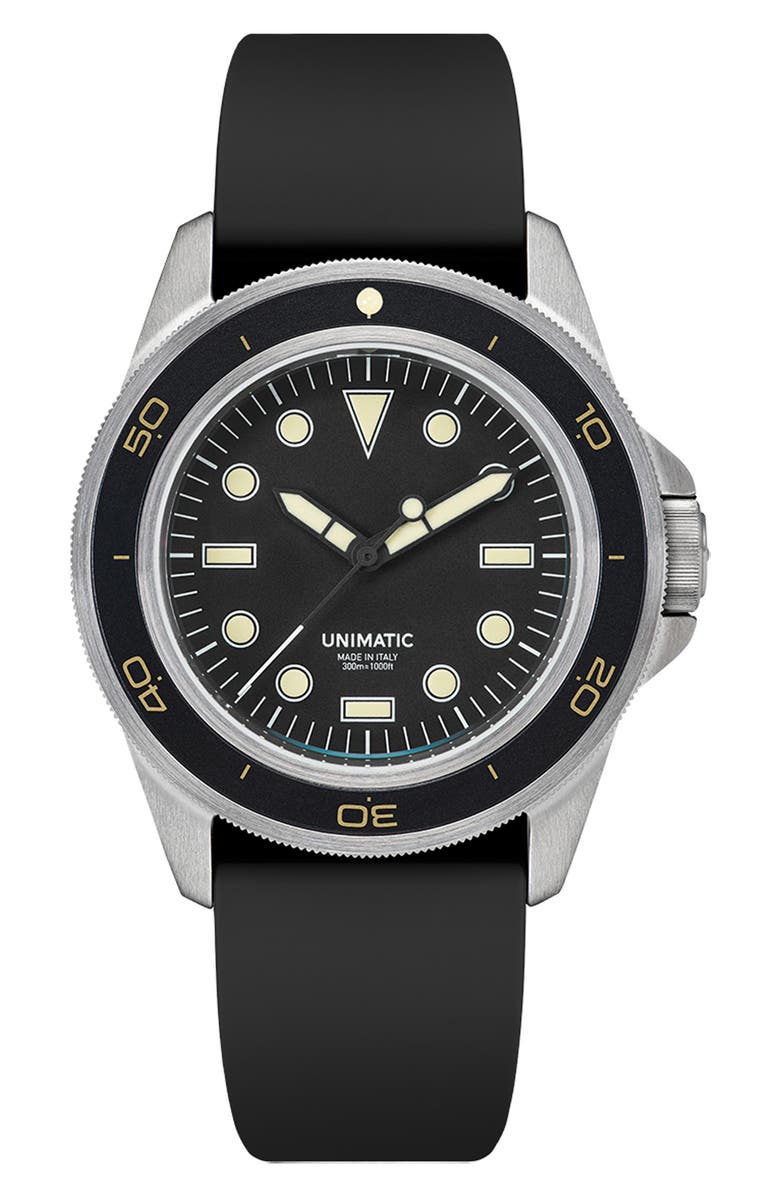 UNIMATIC Diving Heritage Diving Watch, 41.5mm, Main, color, Black