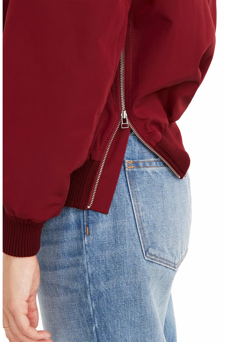 Side Zip Bomber Jacket, Alternate, color, DUSTY BURGUNDY