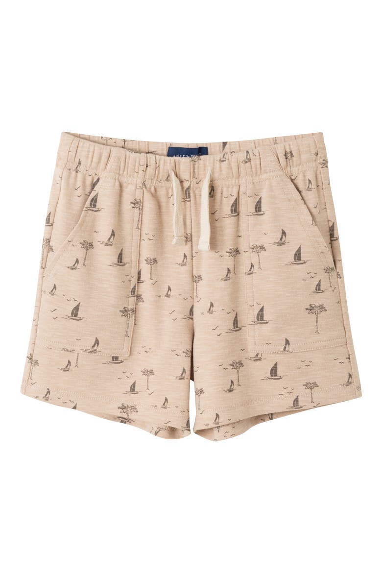 Kids' Surfboard Henley T-Shirt & Shorts Set, Alternate, color, BEIGE